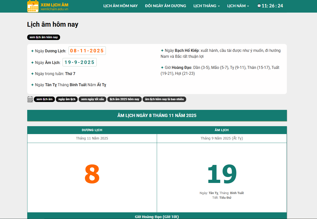 Giới thiệu website Xem Lịch Âm