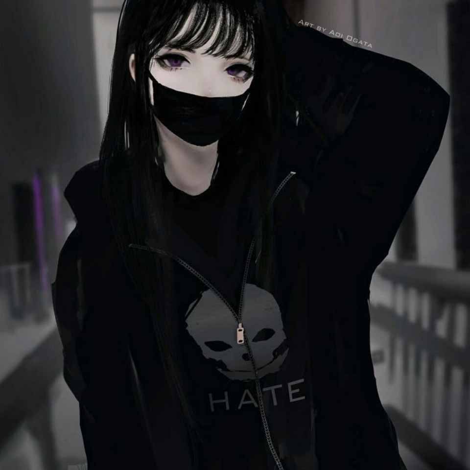 Anh buon avatar anime nu den trang 960px 960px avatar 19