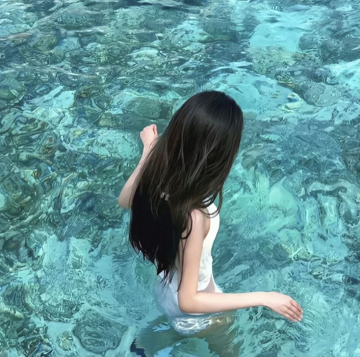 Giữa biển xanh, bóng lưng em là điểm lặng