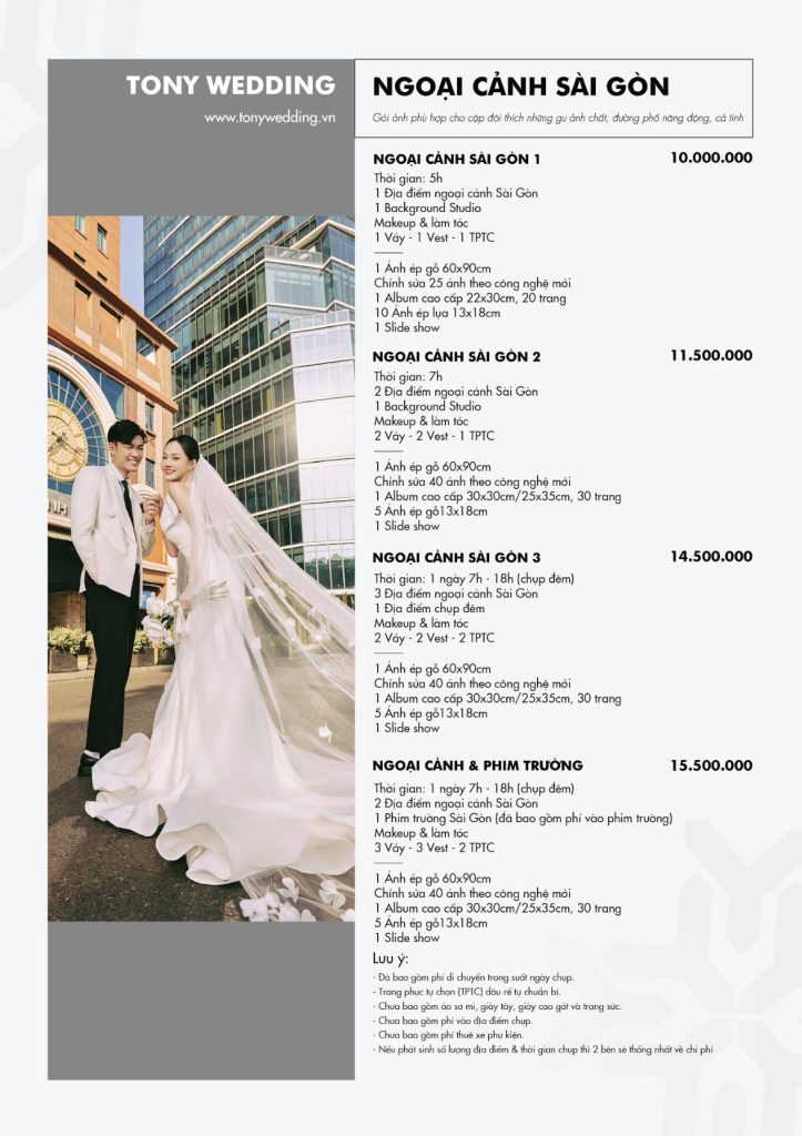 Bảng giá Ngoại cảnh Sài Gòn VIP 2025