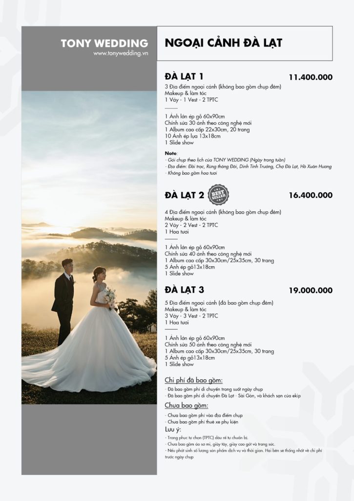 Bảng giá chụp ảnh cưới biển 2025