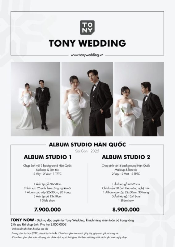 BẢNG GIÁ CHỤP ẢNH CƯỚI TRỌN GÓI TPHCM – SÀI GÒN 2025