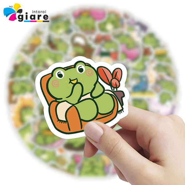 Mẫu sticker ếch xanh ngồi xem phim