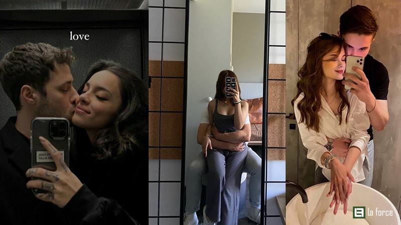 Chụp ảnh trước gương với người yêu