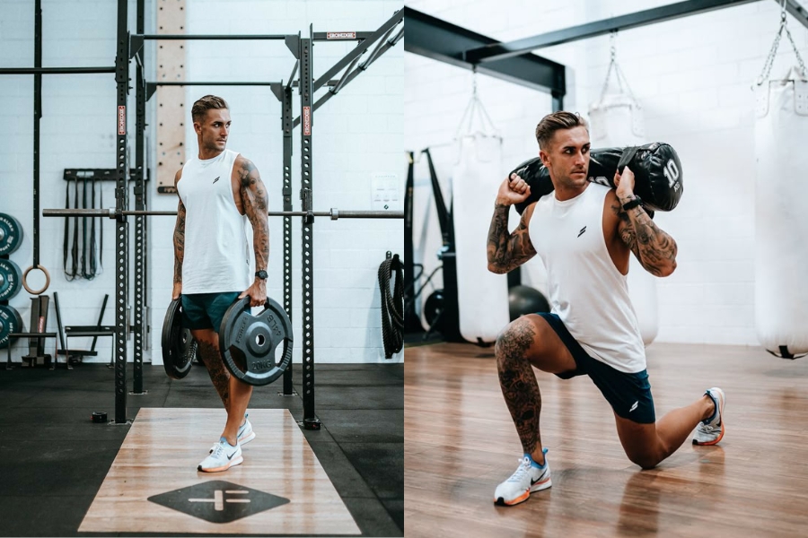 Phái mạnh thường tạo dáng với dụng cụ tập gym để lưu lại khoảnh khắc tập gym