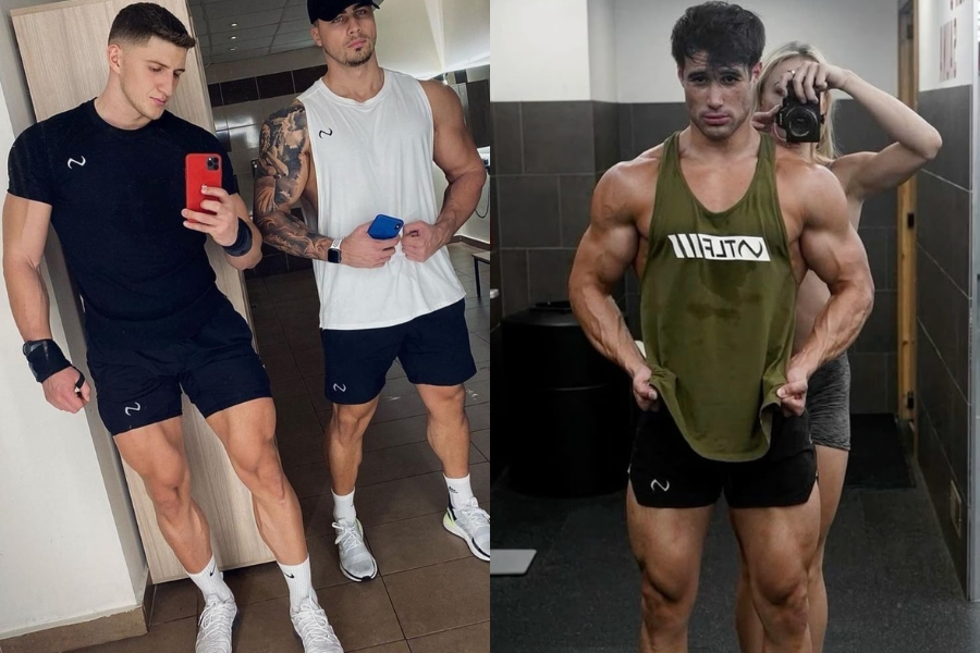 Chụp ảnh trong phòng gym cùng bạn bè cũng là cách tạo dáng khá ấn tượng