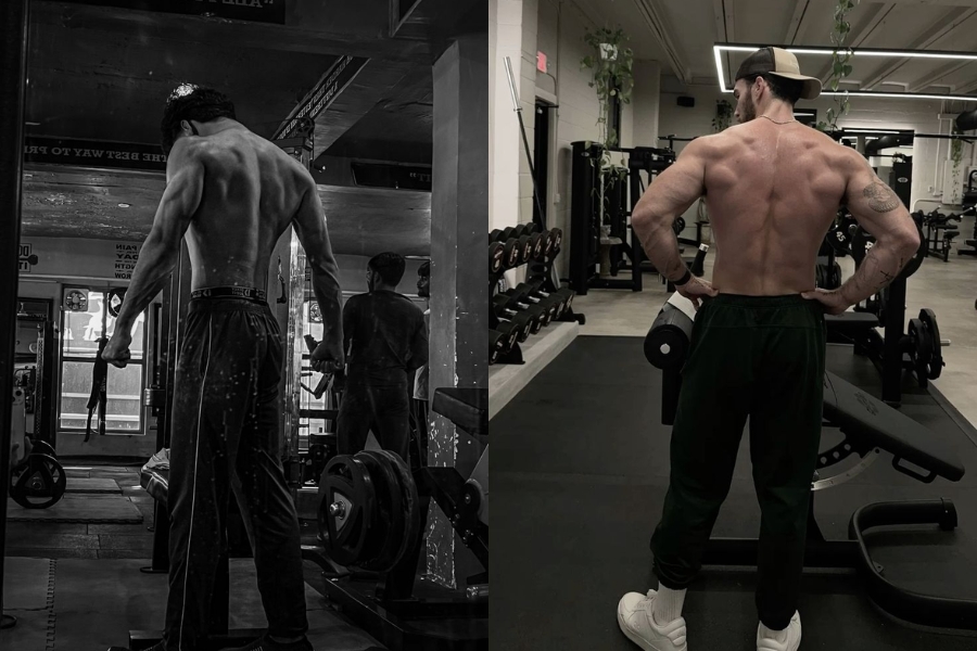 Đứng tạo dáng từ phía sau giúp khoe trọn cơ lưng và cơ vai