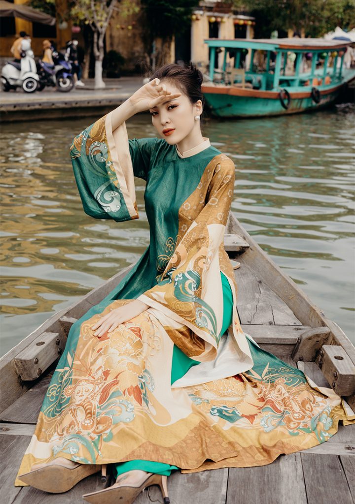 áo dài cổ trụ thấp cho người mập