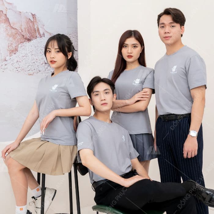 Đồng phục áo thun cổ tròn cho công ty doanh nghiệp lịch sự và trẻ trung