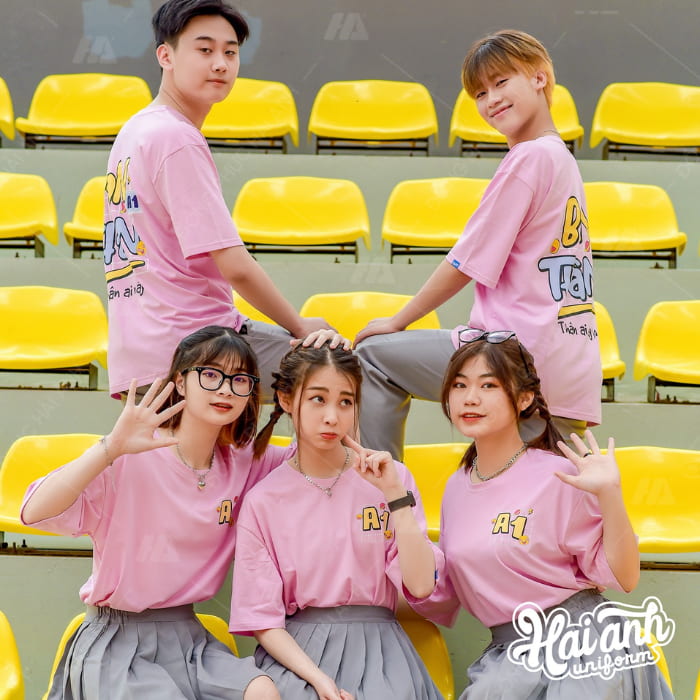 Mẫu áo đồng phục cổ tròn cho học sinh