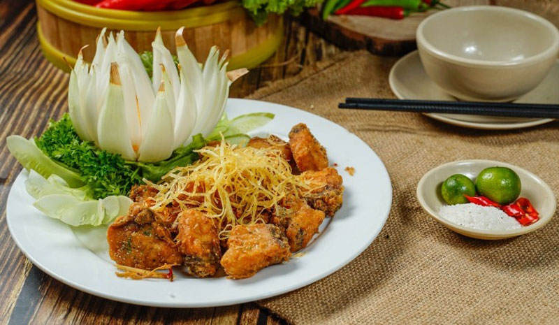 Thành phẩm món cá tầm rang muối