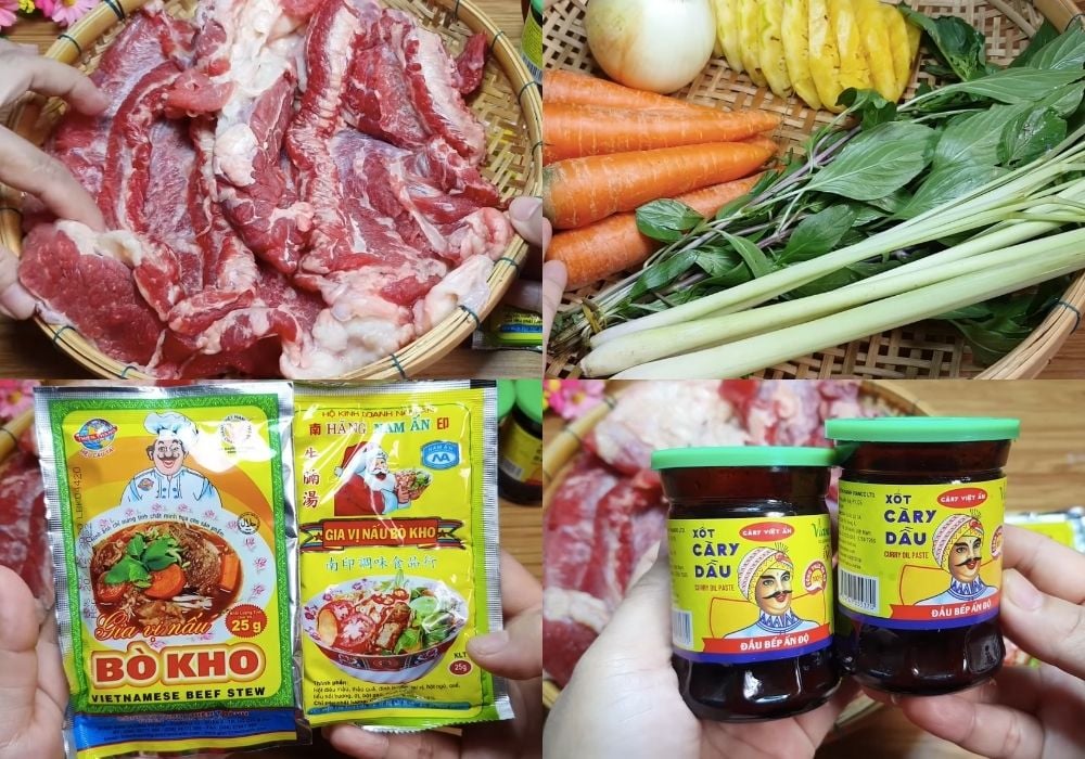 Nguyên liệu làm thịt bò kho gừng cà rốt