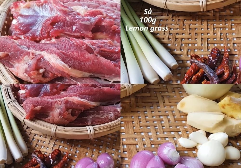 Nguyên liệu làm thịt bò kho gừng