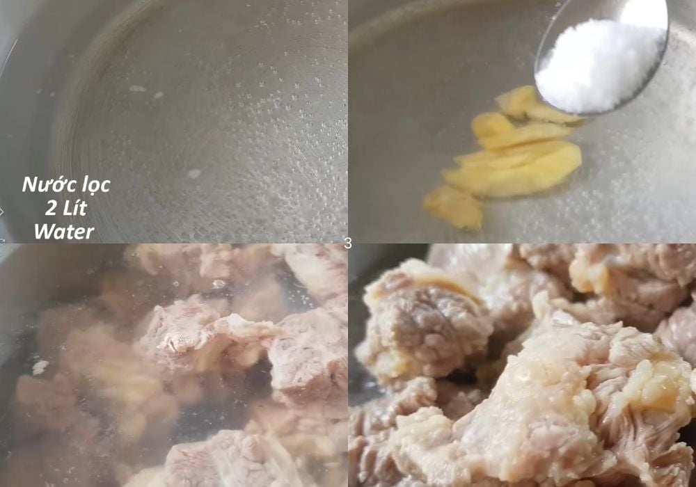 Trụng thịt sườn bò