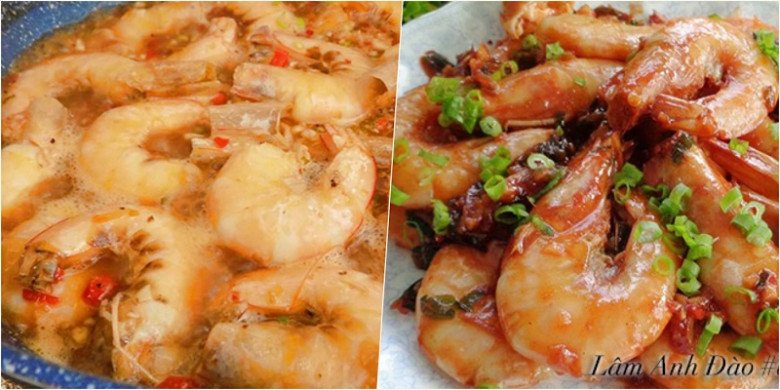 Thành phẩm món tôm rim với nước mắm