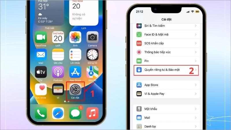 Vào phần cài đặt Google