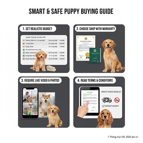 Hình hướng dẫn cách mua chó con giá hợp lý và an toàn cho người mới