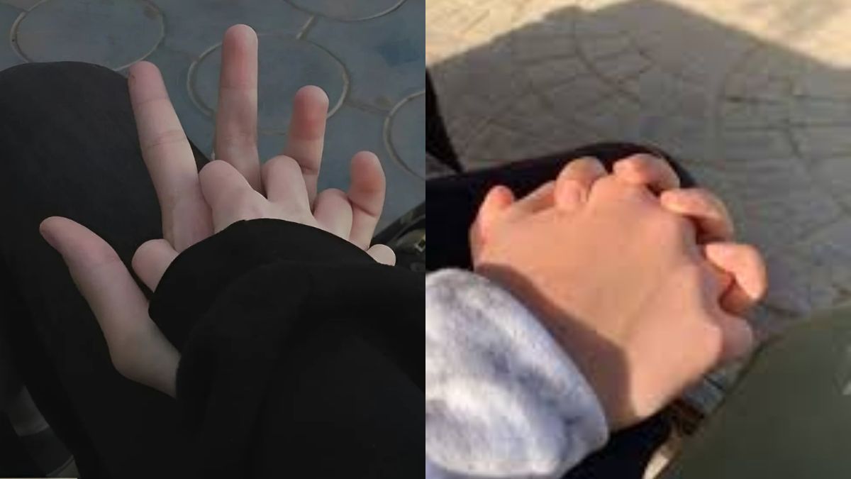 Chụp ảnh với người yêu giấu mặt kiểu nắm tay nhau