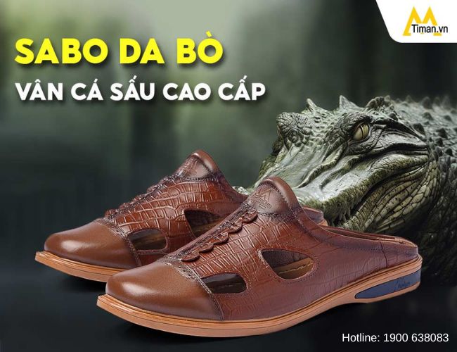 Dép sabo nam SA67 vân cá sấu độc đáo