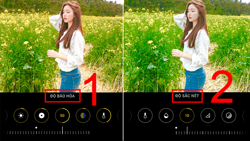 Chỉnh Độ bão hòa và Độ sắc nét