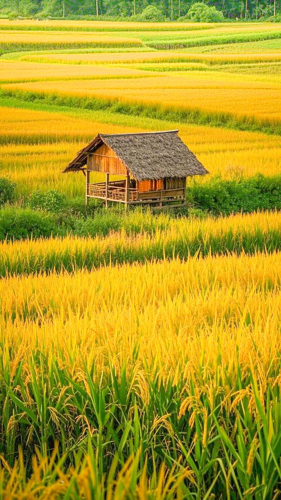 Ảnh đồng quê có ngôi nhà tranh