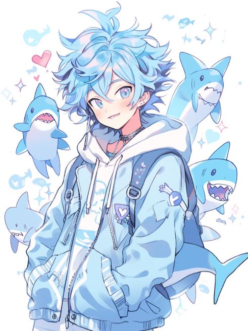 Tóc xanh nổi bật giữa dàn cá mập anime vui nhộn