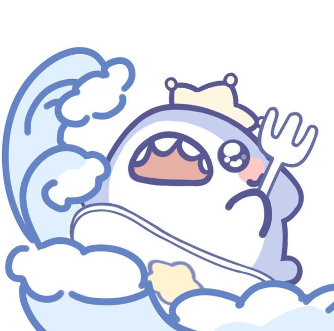 Cá mập anime đội vương miện chơi đùa cùng sóng