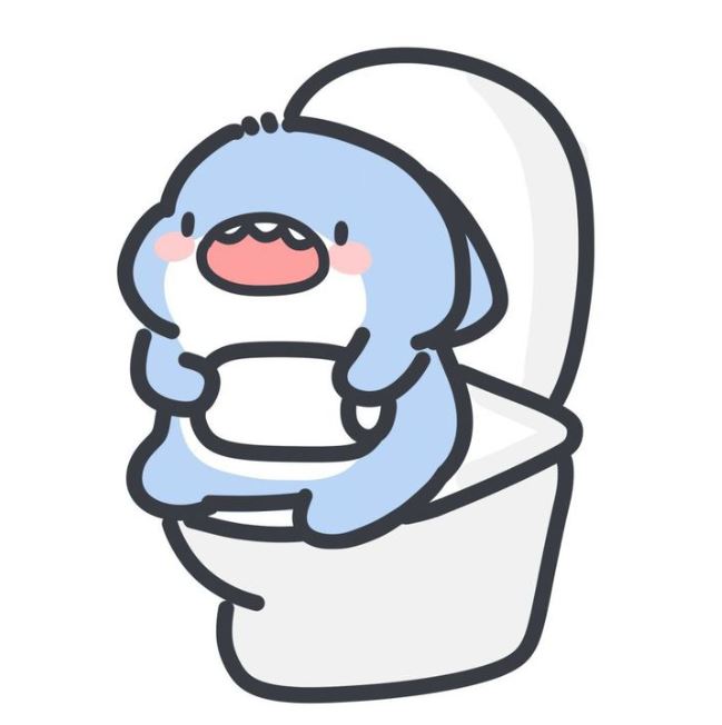 Cá mập anime ngồi bồn cầu ôm cuộn giấy