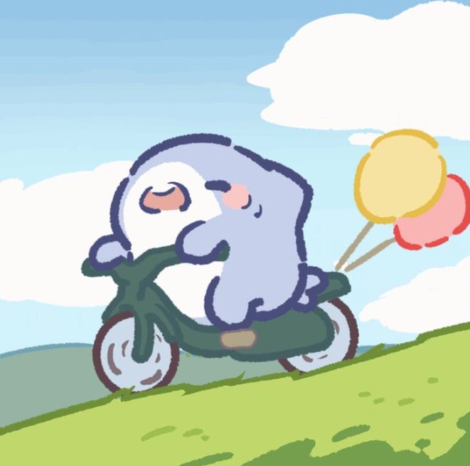 Cá mập anime chạy xe máy cùng bong bóng bay