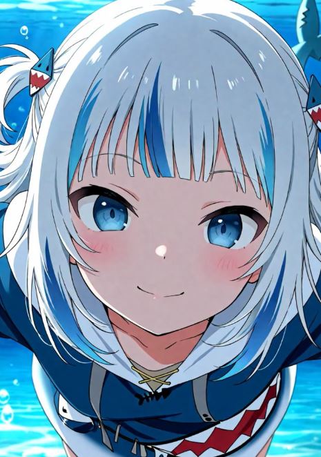 Nụ cười tự tin của cô nàng cá mập anime