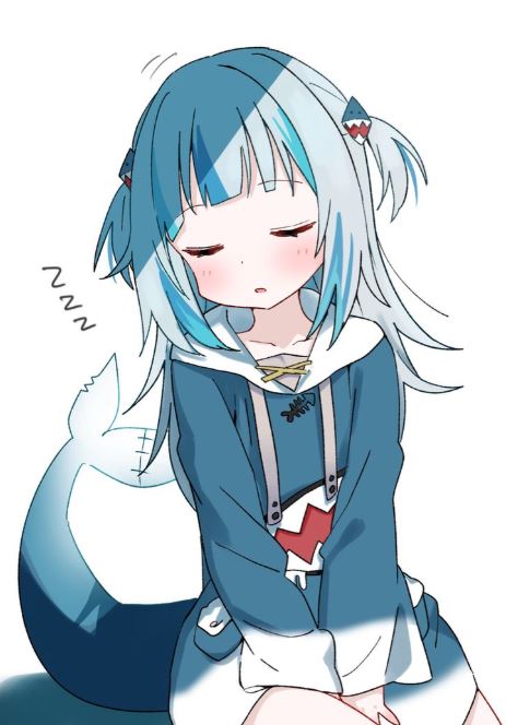 Cô bé cá mập anime đang ngủ say