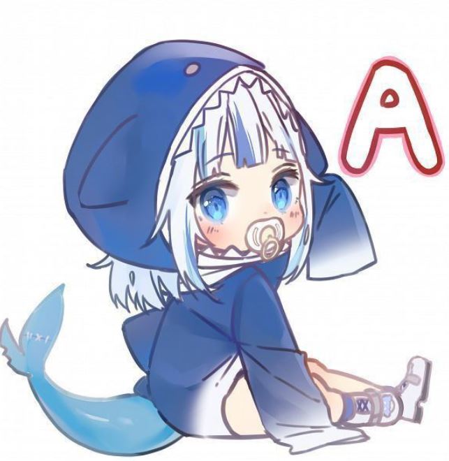 Bé cá mập anime ngồi với ti giả ngộ nghĩnh