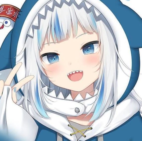 Cá mập anime giơ tay tạo dáng hòa nhã