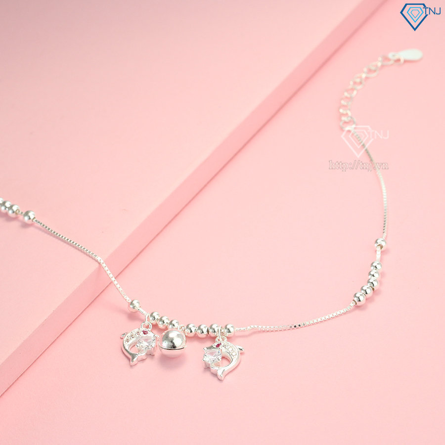 Lắc chân bạc nữ hình cá heo đính đá đẹp LCN0048