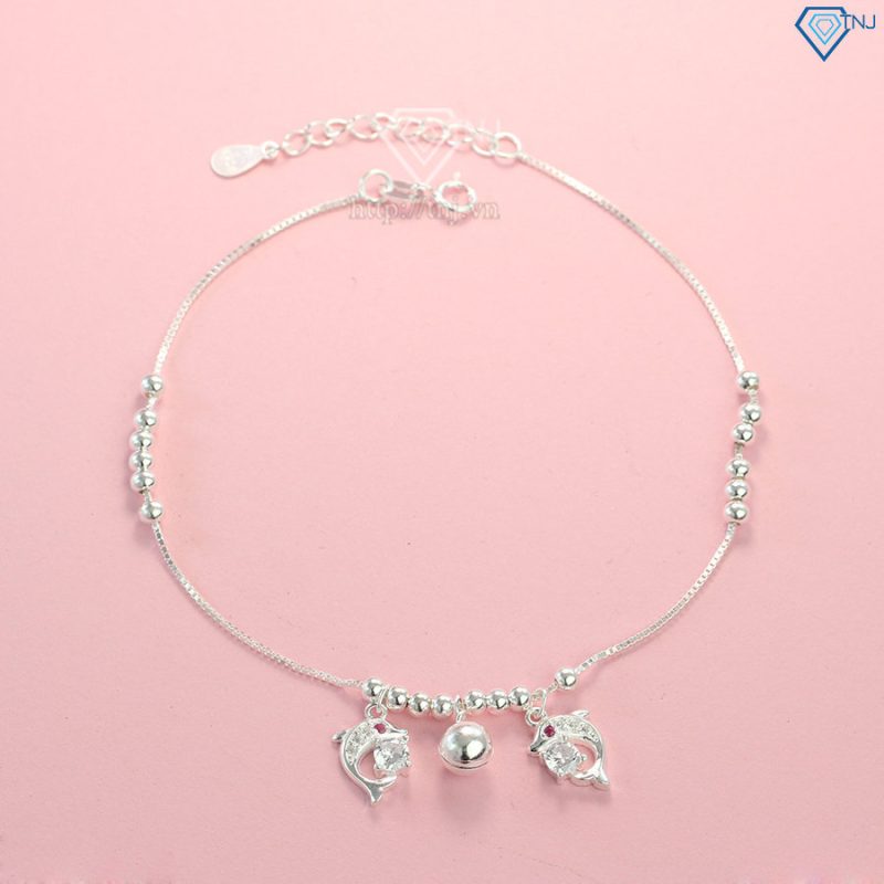 Lắc chân bạc nữ hình cá heo đính đá đẹp LCN0048