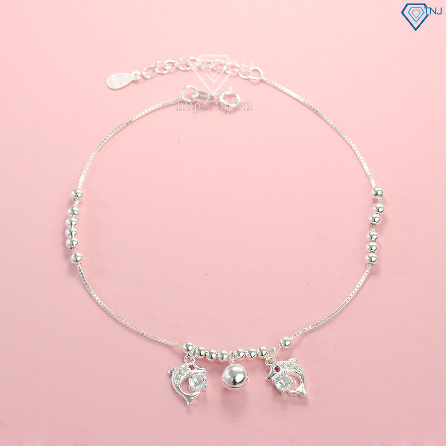 Lắc chân bạc nữ hình cá heo đính đá đẹp LCN0048