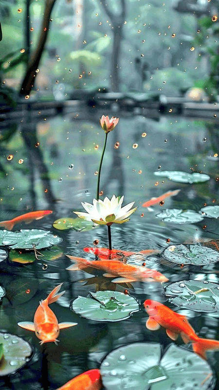 hình nền cá chép hoa sen