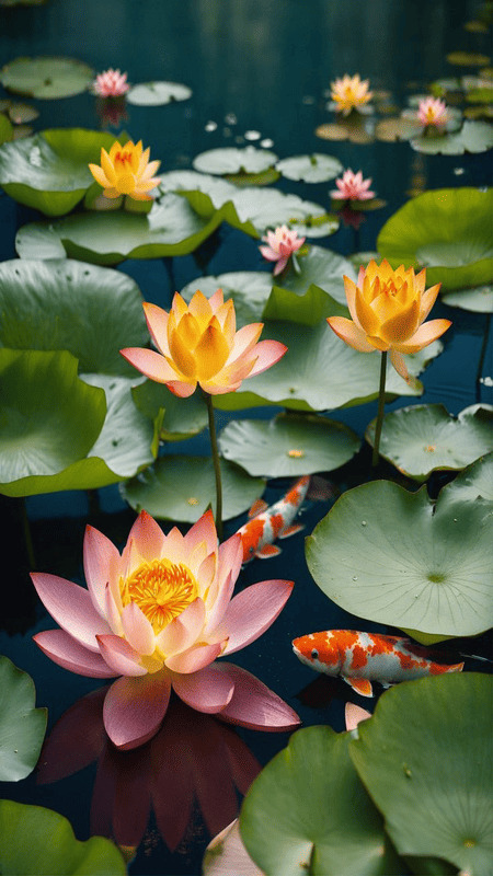 hình nền cá chép hoa sen