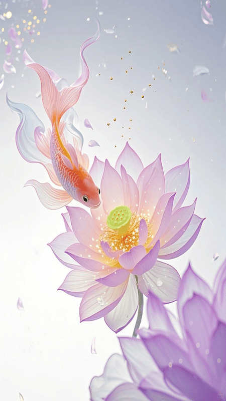 hình nền cá chép hoa sen