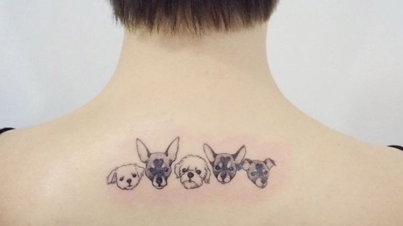 Hình xăm con chó nhỏ sau lưng cực dễ thương