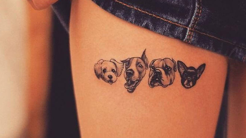 Hình xăm con chó ở đùi cũng là một vị trí nổi bật