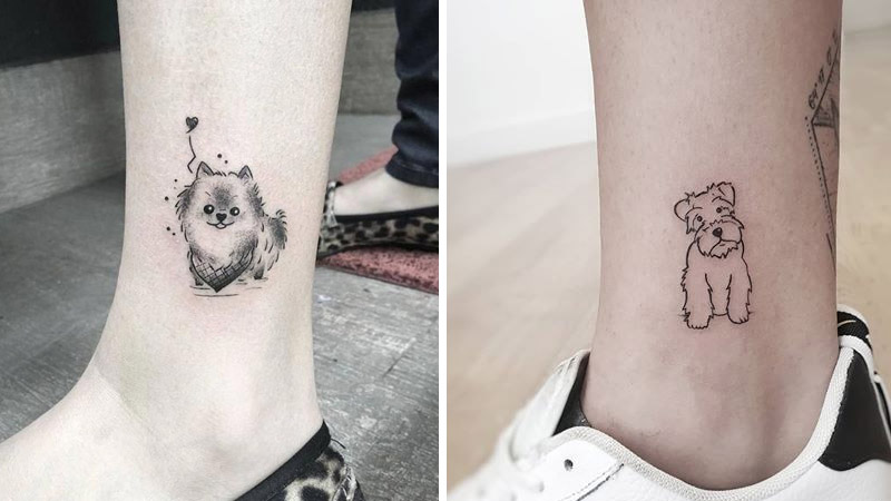Hình xăm con chó ở chân