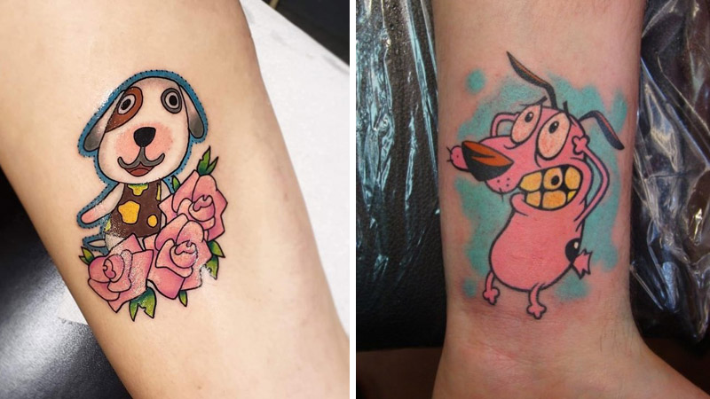 Hình xăm con chó theo phong cách hoạt hình