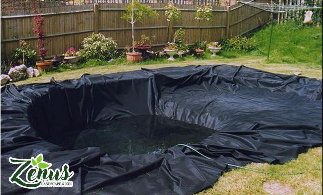 Thi công hồ cá koi bằng bạt HDPE