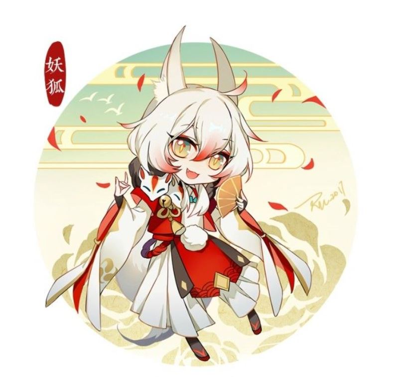 Hồ ly anime dễ thương với trang phục truyền thống