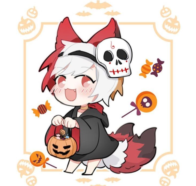 Hồ ly anime hóa trang đón lễ Halloween
