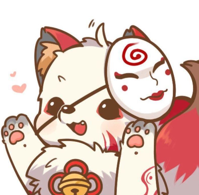 Thú cưng hồ ly cầm mặt nạ đáng yêu