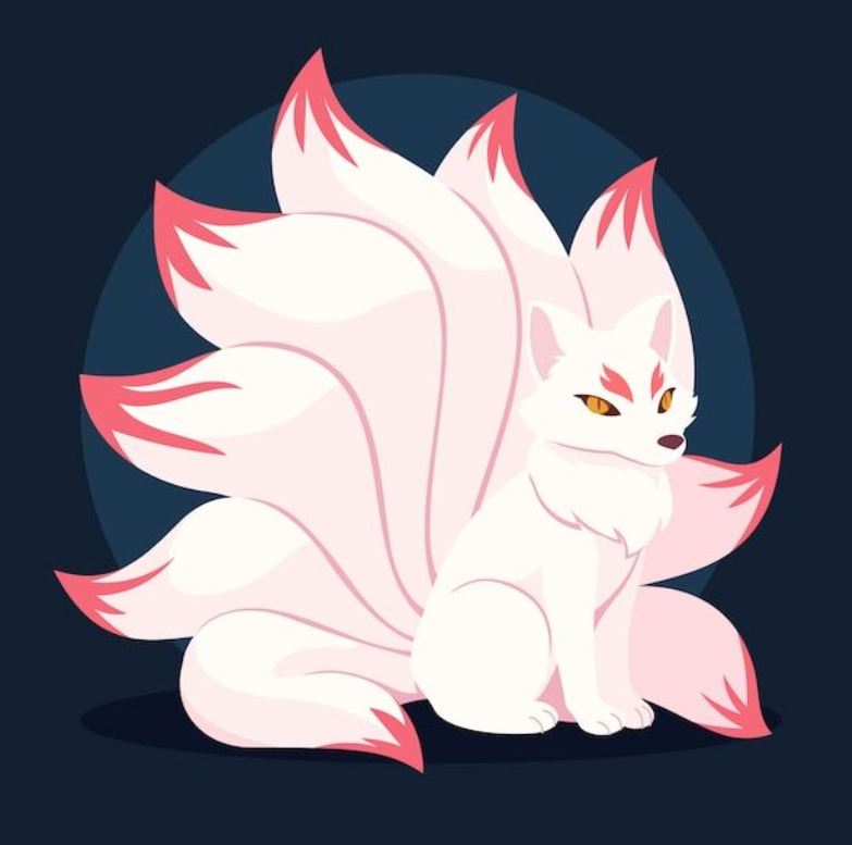 Hồ ly chín đuôi oai nghiêm dưới trăng