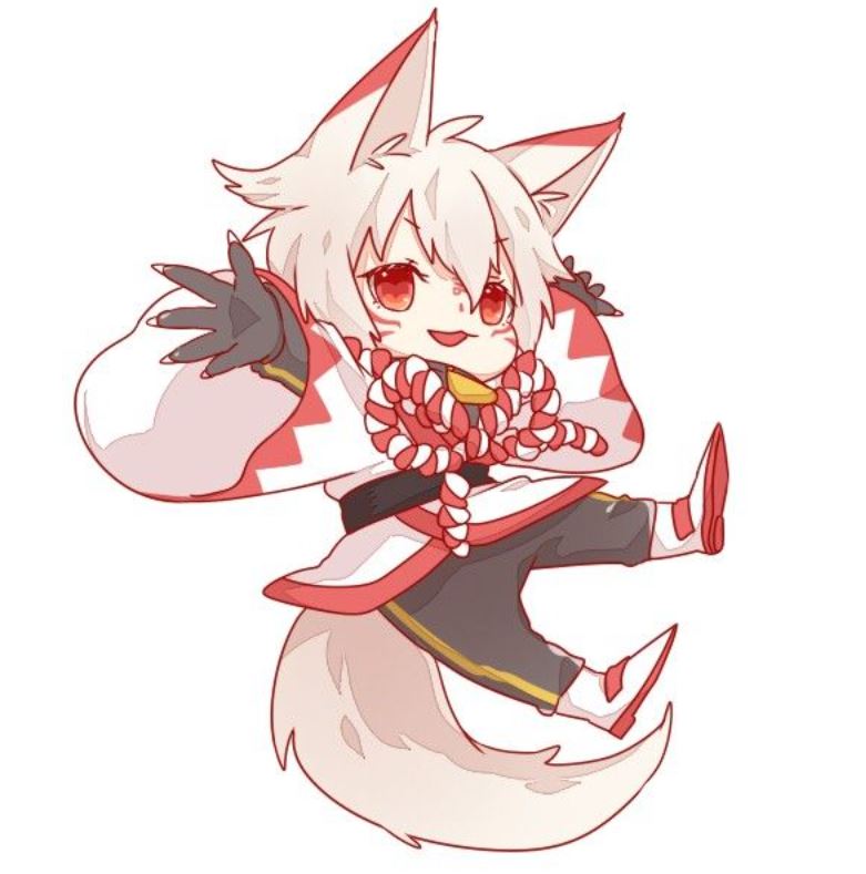 Hồ ly anime nhí nhảnh với khăn đỏ trắng