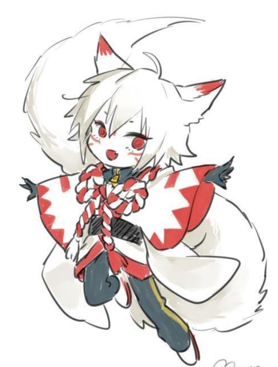 Nhân vật hồ ly anime cười tươi tắn